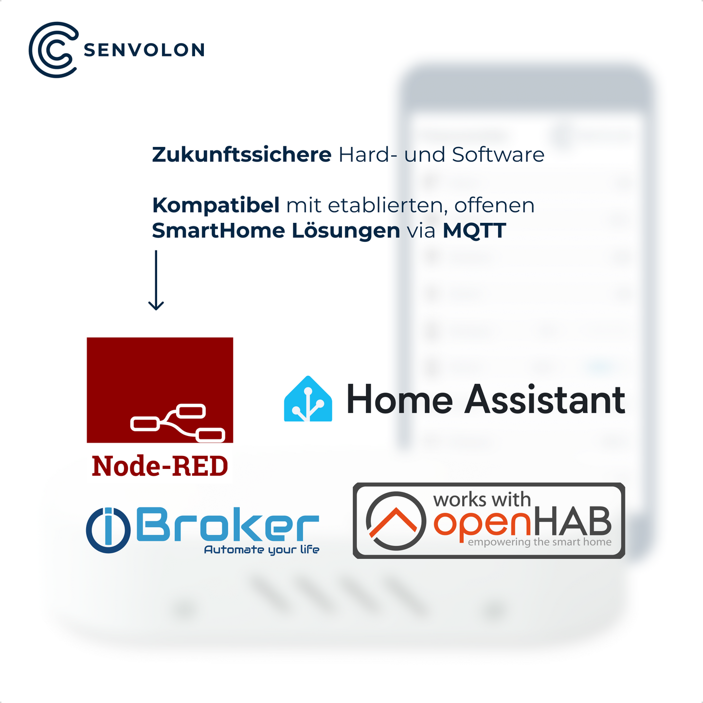 Zukunftssichere Hard- und Software. Kompatibel mit gängigen SmartHome Lösungen wie Node-Red, Home Assistant, IO Broker oder Open Hab, dank MQTT