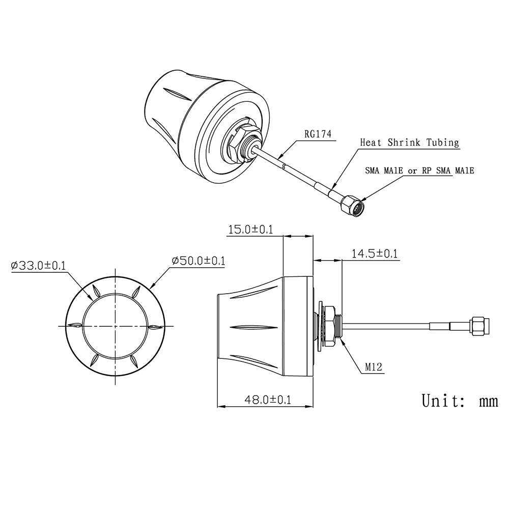 Externe 2,4 GHz WLAN-Antenne für Füllstandmesser mit ext. Antennenanschluß