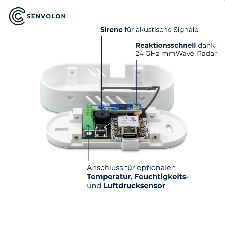 Senvolon Radar Präsenzmelder WLAN – Smart Home Bewegungsmelder mit Anwesenheitserkennung für Home Assistant, OpenHAB, ioBroker oder Node-RED (MQTT)