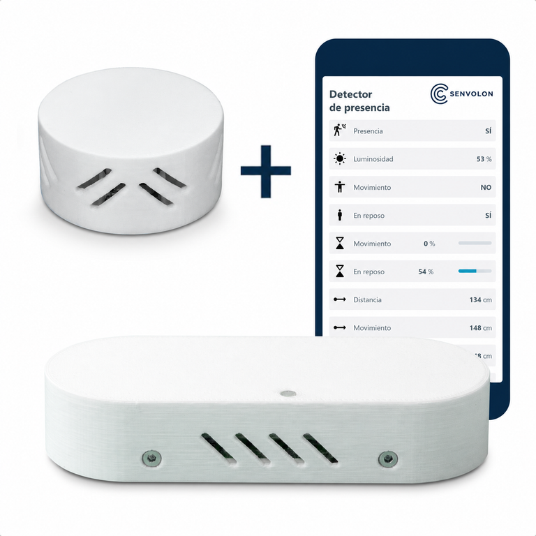 Detector de presencia por radar Senvolon WiFi, detector de movimiento con detección de presencia para domótica con Home Assistant, OpenHAB, ioBroker o Node-RED (MQTT)