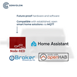 Future-proof hardware and software. Compatible with common smart home solutions like Node-RED, Home Assistant, ioBroker, or OpenHAB, thanks to MQTT