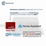 Hardware y software preparados para el futuro. Compatible con soluciones domóticas habituales como Node-RED, Home Assistant, ioBroker u OpenHAB, gracias a MQTT