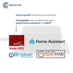 Future-proof hardware and software. Compatible with common smart home solutions like Node-RED, Home Assistant, ioBroker, or OpenHAB, thanks to MQTT