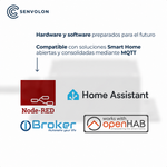 Hardware y software preparados para el futuro. Compatible con soluciones domóticas habituales como Node-RED, Home Assistant, ioBroker u OpenHAB gracias a MQTT