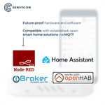 Future-proof hardware and software. Compatible with common smart home solutions like Node-RED, Home Assistant, ioBroker, or OpenHAB, thanks to MQTT