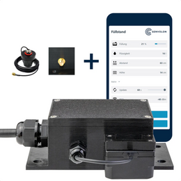 Senvolon Füllstandmesser LD Bundle: LiDAR-Sensor mit externem Antennenanschluss & externer 2,4 GHz WLAN-Antenne