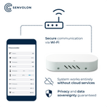 Secure Wi-Fi communication between the app and the Senvolon presence sensor, without cloud services, privacy and data independence guaranteed