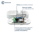 Detector de presencia por radar Senvolon WiFi, detector de movimiento con detección de presencia para domótica con Home Assistant, OpenHAB, ioBroker o Node-RED (MQTT)