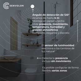 Detector de presencia Senvolon KL WiFi: detector de movimiento con detección de presencia y sensores climáticos para domótica con Home Assistant, OpenHAB, ioBroker o Node-RED (MQTT)
