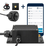 RD ER als Set mit RP-SMA-Anschluss und externer 2,4-GHz-WLAN-Antenne, dazu Sensorkopf und App